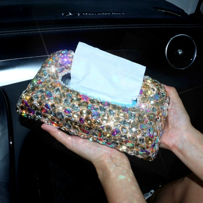 seat paper box, Car tissue box/set - mixed-gold-drill