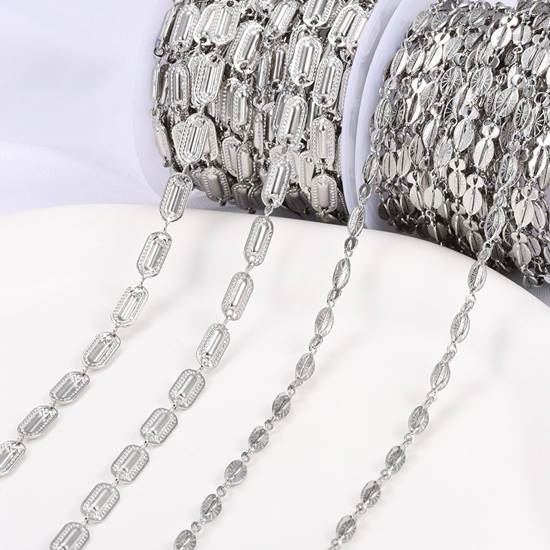 1 Pieza Acero Inoxidable 304 Cadena De Nariz De Cerdo Cadena Portacables Cadena De Pan Al Vapor Accesorios De Joyería display picture 6