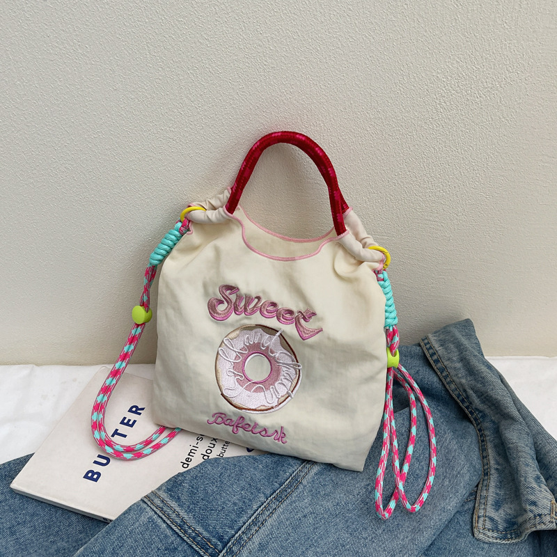 刺繍ナイロンショッピングバッグミニ日本カジュアルバッグシングルショルダー環境に優しいクロスボディバッグ夏の小さなショルダーバッグ 2025 新しいスタイル|undefined