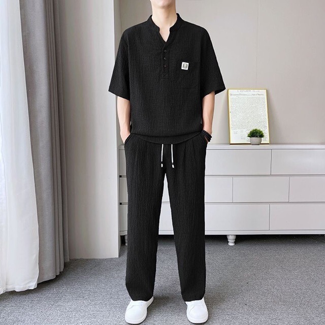 High-quality ultra-thin short-sleeve fashion versatile men's summer plus-size loose mid-sleeve short-sleeve sportswear set High-quality ultra-thin short-sleeve fashion versatile men's summer plus-size loose mid-sleeve short-sleeve sportswear set