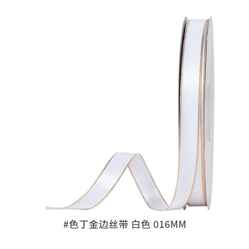 Yao Ming seda seda dorada y plata borde cinta flores regalo embalaje arco accesorios DIY fábrica directa