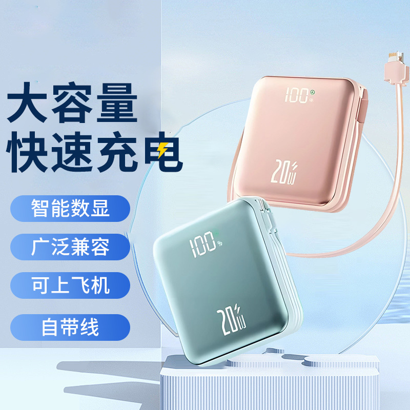 Carga de gran capacidad T-C línea autocarga pequeña y conveniente con doble línea 10000 / 2000 mAh 20W fabricante