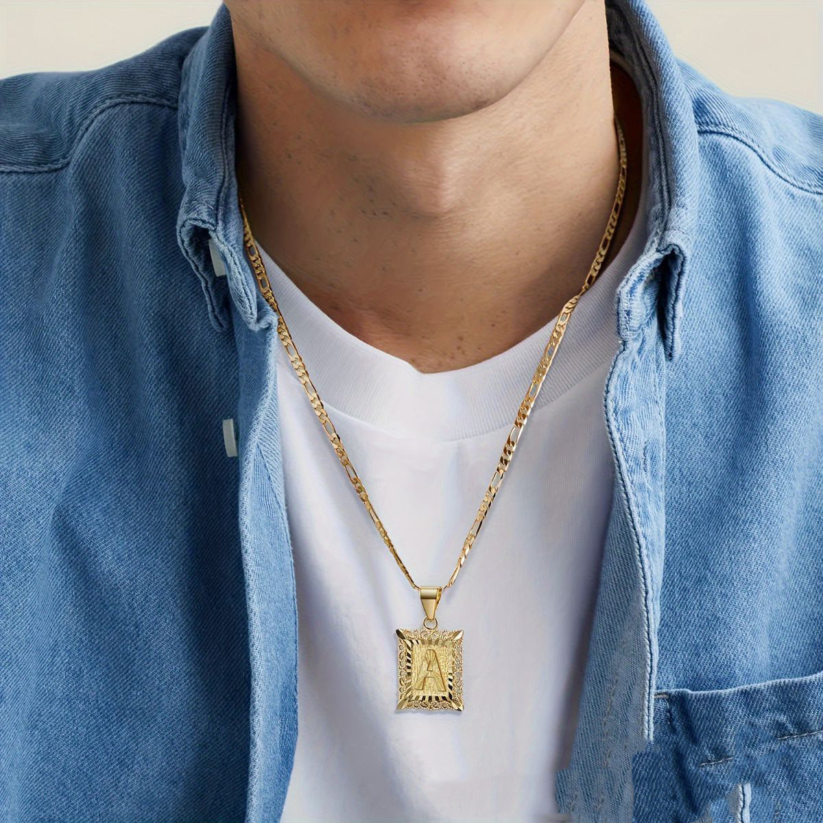 Minimalist Initial Necklace Letter Pendant Titanium Steel Unisex_voghion.com