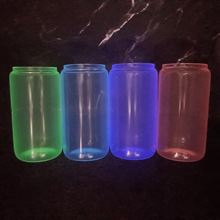 16oz玻璃杯热升华夜光荧光UV变色加水变色冷变杯每色热升华涂层