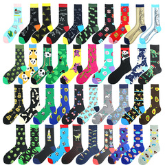 Foreign trade cross-border new style trendy geometric graphics chess men's socks animal fruit dollar mid-calf socks unisex socks