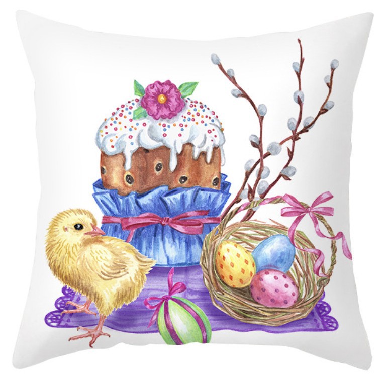 Amazon lino transfronterizo corto peluche conejo de Pascua acuarela guirlandas decorativas para el hogar almohadilla de almohada
