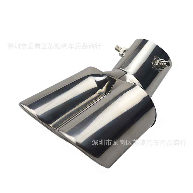 Car Modification Universal One-Out-Two Matte Black Tail Pipe 63mm Double-Out Tail Pipe Muffler Stainless Steel Exhaust Pipe