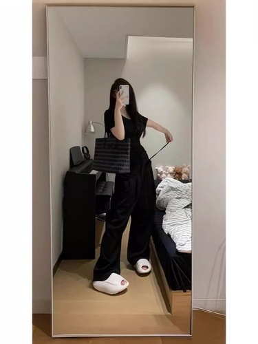 American style spicy girl V-neck black short-sleeved t-shirt women's summer pure cotton regular shoulder tight slimming invisible inner layer top