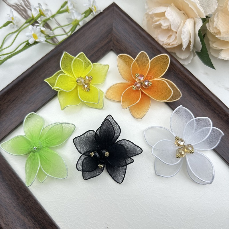 二層メッシュフラワー立体クリスタルユリフラワー装飾品装飾衣類アクセサリーイヤリング靴花靴バックルアクセサリー|undefined