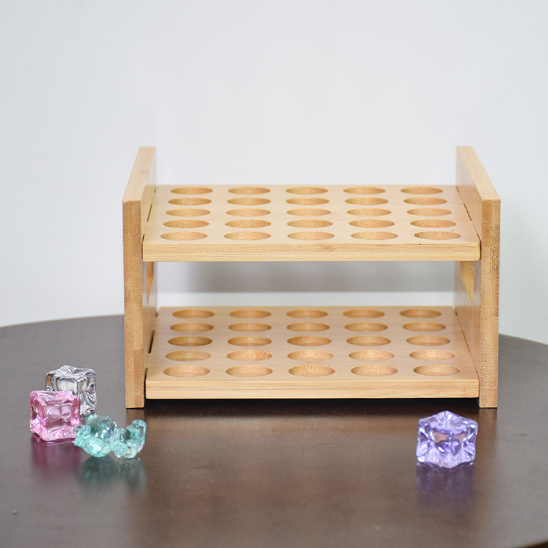 Wooden Kitchen Spice Rack, Glass Spice Test Tube Rack, Chemical Instrument Test Tube Storage Rack, Solid Wood Essential Oil Display Rack