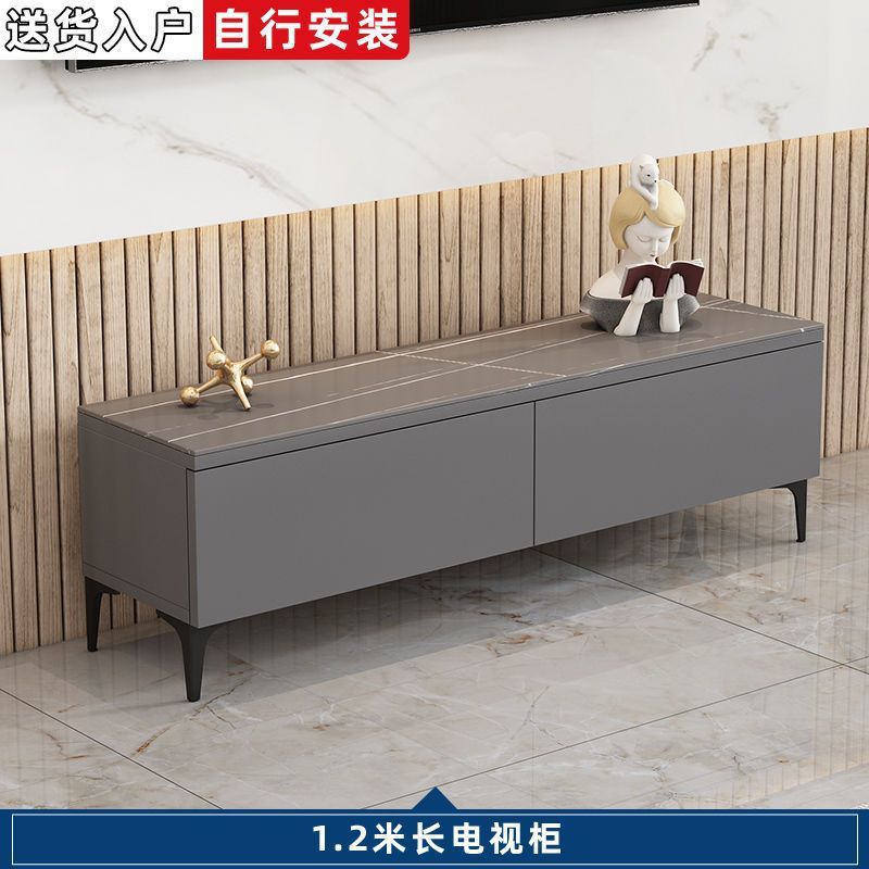 Tabla de roca de lujo ligero gabinete de televisión combinación de mesa de té sala de estar pequeña casa mesa de té combinación de tabla de TV de madera sólida