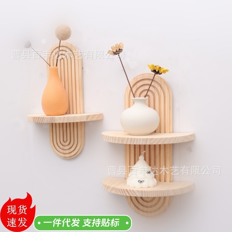 クロスボーダーボヘミアン楕円形ネジ木製壁収納ラック寝室のパーティション収納ラックリビングルームの装飾ラック|undefined