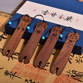 创意酸枝木卡通小猫猫书签定做古典国风教师节毕业季木质礼品定制