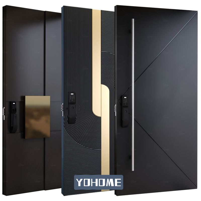 High-End Insulated and Soundproof Aluminum Alloy Entry Door for Villa Export, with a Pivot Hinge Door