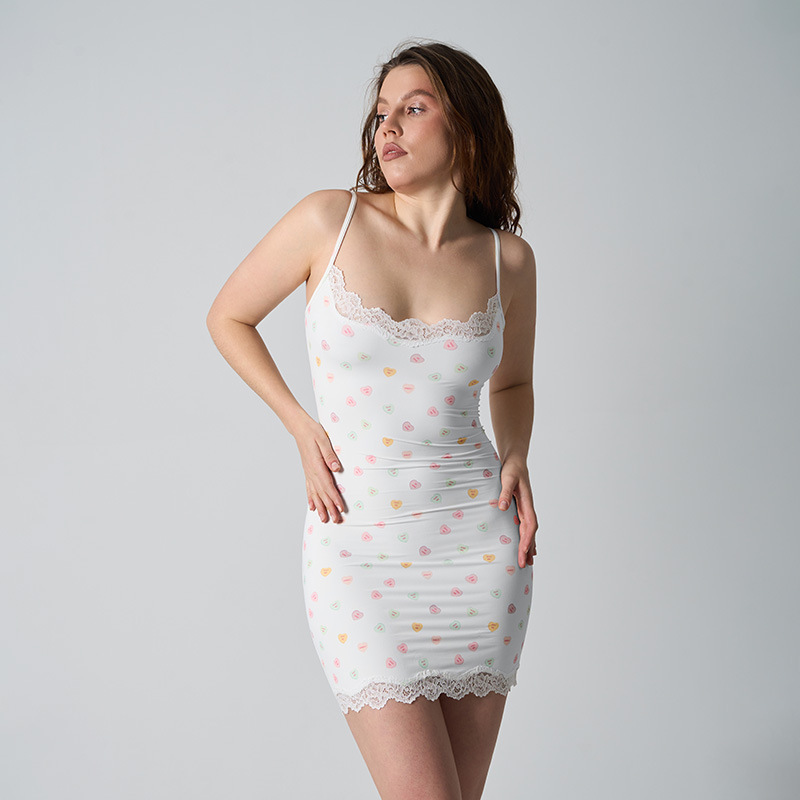 Fits Everybody Same Style Bodysuit Valentine's Day Heart Print Lace Strapless Dress Fits Everybody Same Style Bodysuit Valentine's Day Heart Print Lace Strapless Dress
