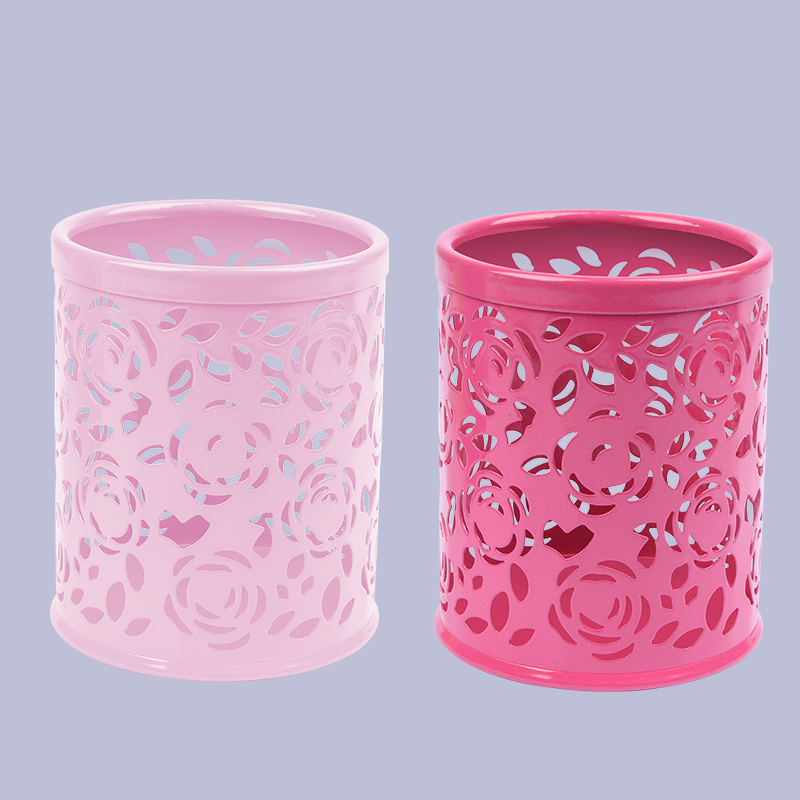 빈 둥근 펜 컨테이너 핑크 레드 (2 팩)