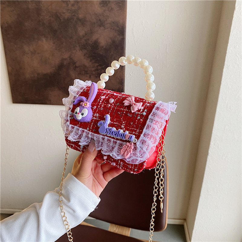 Nuevos bolsos infantiles coreanos bolsos de princesa bolsos de cadena bolsos de perlas bolsos de arco bolsos casuales para niñas