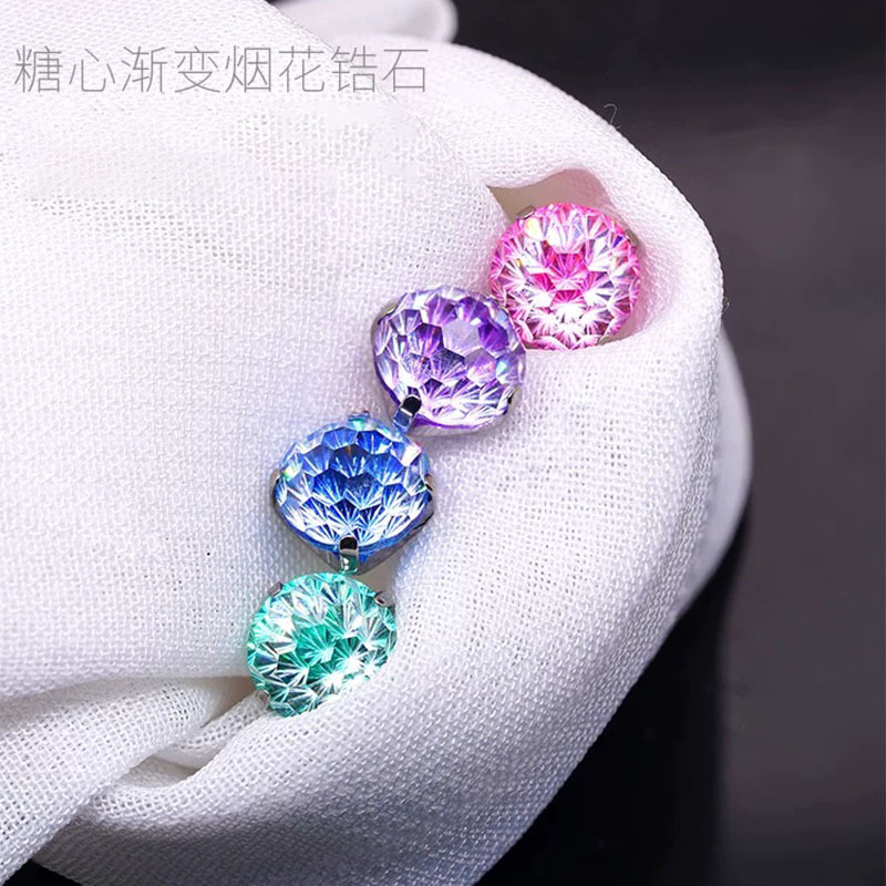 F136 Titanium Alloy Fireworks Cut Zircon Round Bottom Earrings Gradient Bowl Bottom Ear Bone Nails Lip Nails Body Piercing Jewelry detail image 9