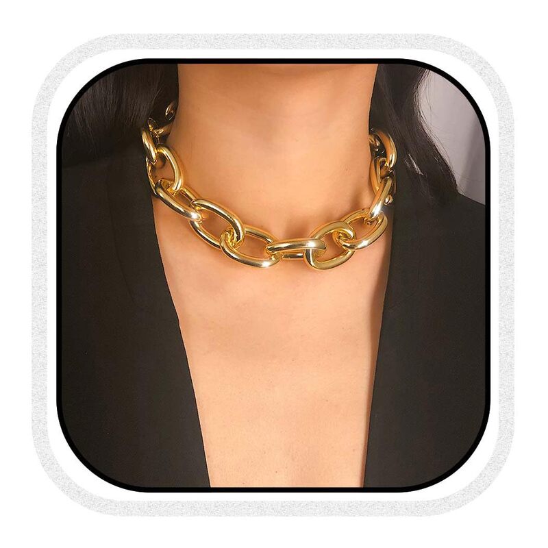 Amazon Creative Design Best-Selling Baguette Chain Necklace Thick Chain Short Style No Pendant Fashion Versatile Accessories