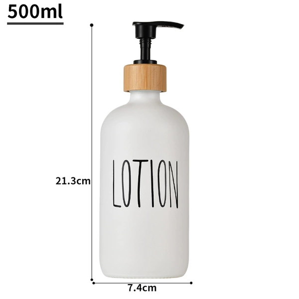 16oz white bottle Lotion+wooden ring pump head