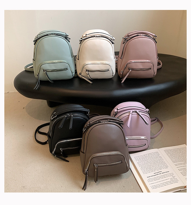 Fashionable And Versatile Solid Color Backpack Women's Urban Minimalist PU Business Backpack_voghion.com