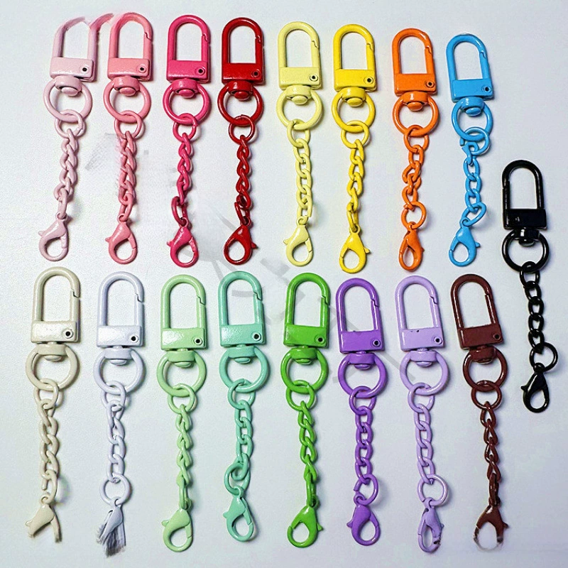 Цветная дверная пряжка из сплава + 4-секционная цепочка + комплект застежек-лобстеров, окрашенная пряжка-цепочка, аксессуары для ювелирных пряжек, подвесная пряжка для ключей