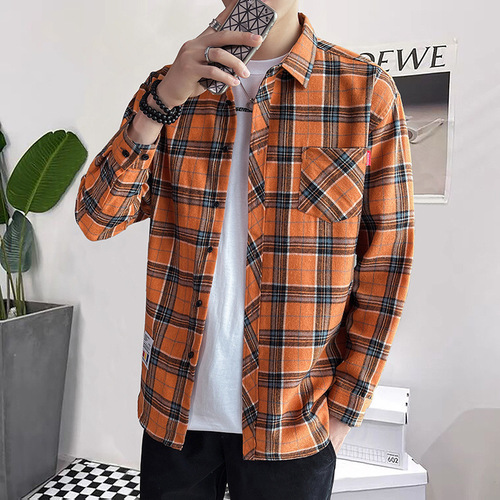 Autumn Trend Grid Long-Sleeve Shirt for Men and Women, Korean Style Loose Casual Jacket, Matchmaking Outfit for Couples, Versatile Top