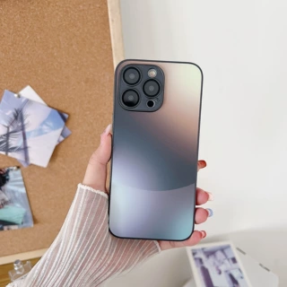 适用iPhone17 Promax磨砂玻璃苹果16Promax渐变玻璃防摔手机壳