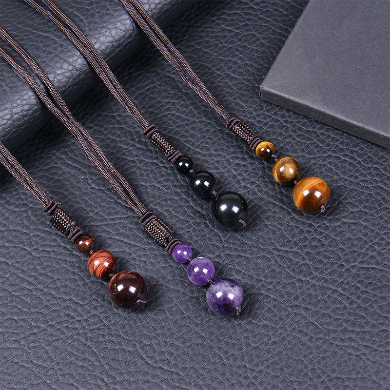 20g Weight Pendant Necklace Classification Simple Style Round Natural Stone Unisex Pendant Necklace