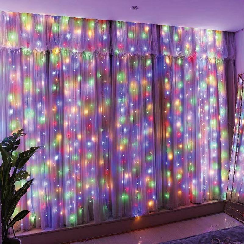 カーテンストリングライト、300 LED 8照明モード妖精銅ライト、リモコン付き、USB電源アンチ|undefined