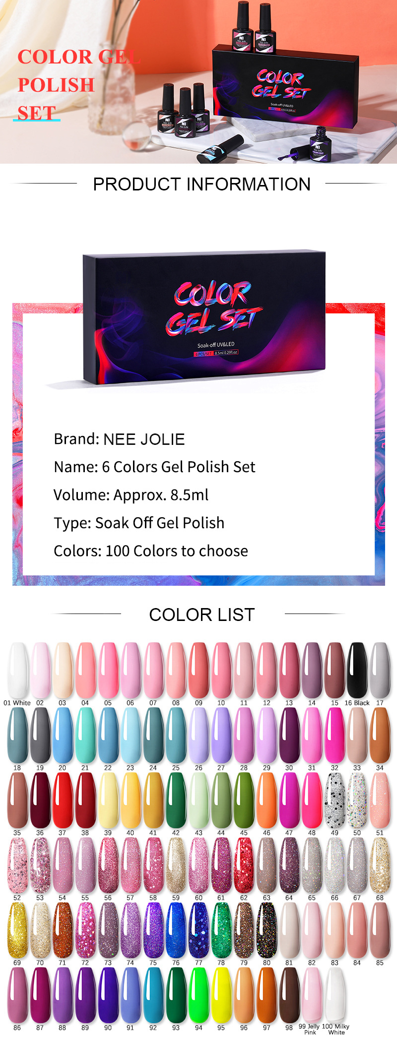 Nagellack Set Uv Gel Mit Base Und Top Coat 6 Farben Set_voghion.com