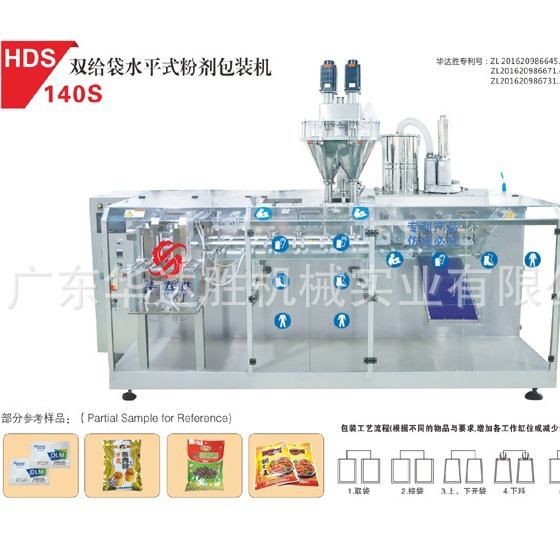 厂家直销HDS-140S双给袋式水平给袋包装机 高速自动包装机