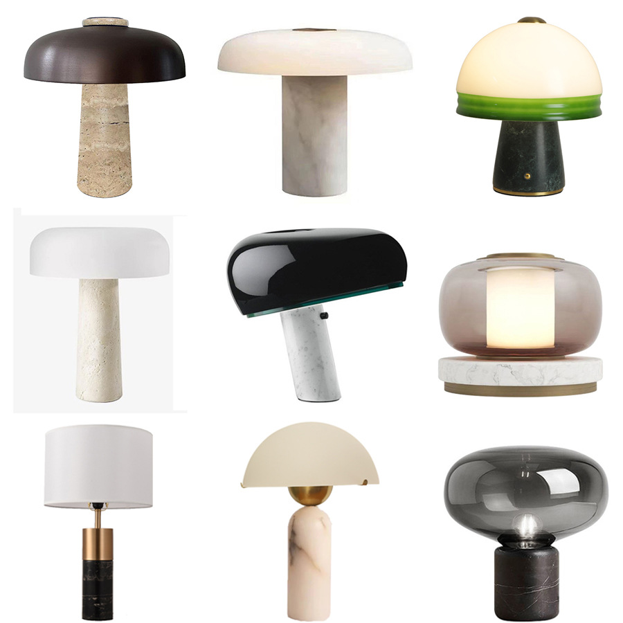 Lámpara de mesa para dormitorio, diseño nórdico moderno y sencillo, lámpara de noche decorativa de mármol para dormitorio de hotel y casa de huéspedes de alta gama
