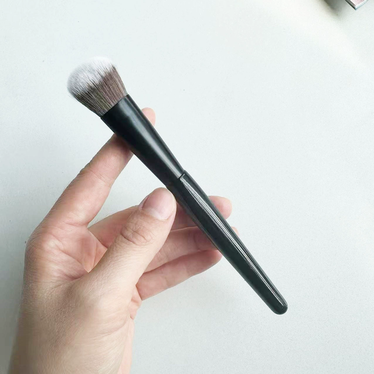 Face blush, brush, broom for contouring, foundation, makeup primer