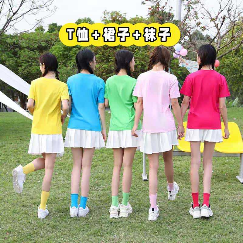 Y Best Friend Matching Outfits Candy-Colored Women's T-Shirts, Round Neck Loose Fit Graduation Class Girls' Performance Wear Class Uniforms