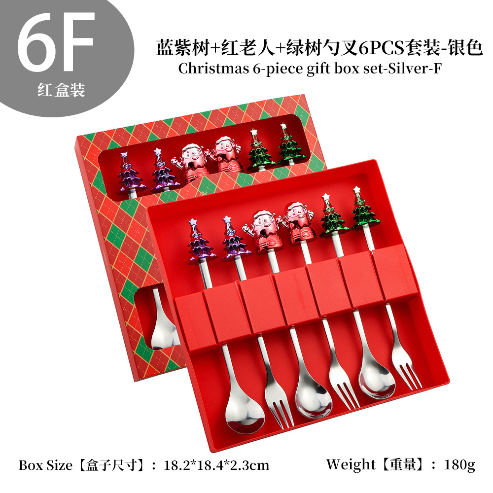 W juego de cuchara de Navidad transfronteriza dibujos animados lindo divertido muñeco de nieve cuchara postre de Navidad creativo cuchara tenedor vajilla de regalo