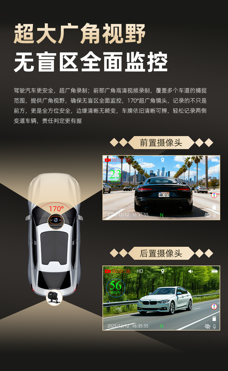Electronic Dog 2026 new model car-mounted high-definition dashcam with night vision, 4K high-definition, and central control voice speed monitoring