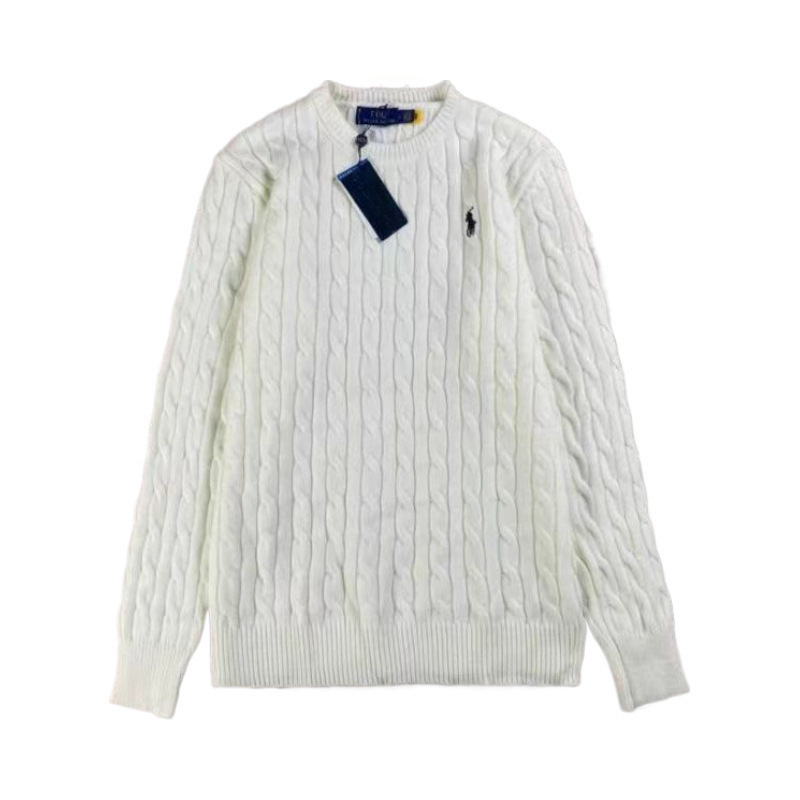 Rl Laff Pony Paul Embroidered Round Neck Sweater Men's Autumn and Winter Warm Twist Couple Pullover Sweater Women