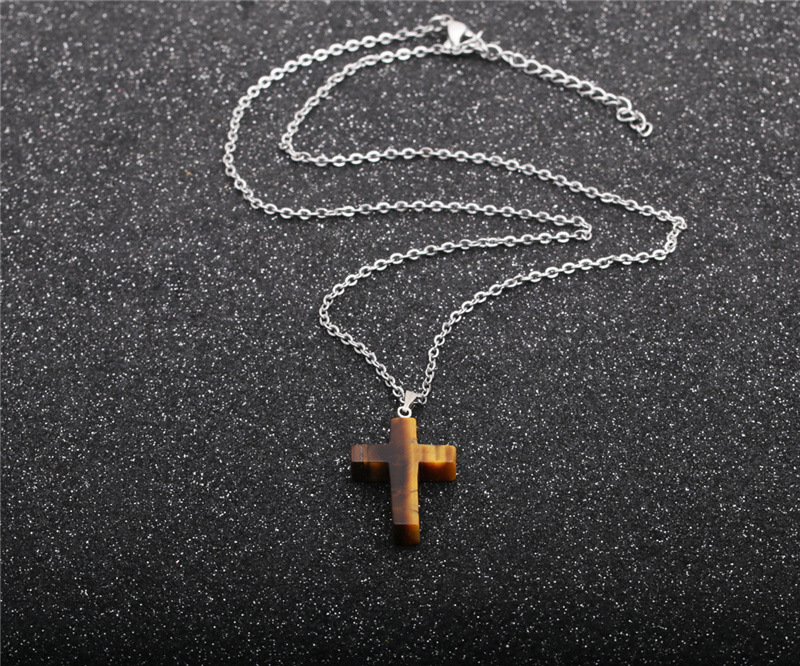 Simple Cross Stainless Steel Necklace Wholesale display picture 4