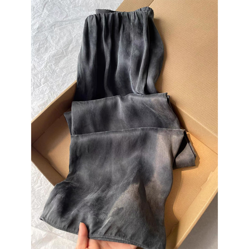 Highly Recommended! Super Comfortable~ Heavyweight Black Cupro Silk Casual Pants for Women, Soft and Smooth Wide-Leg Pants for Summer