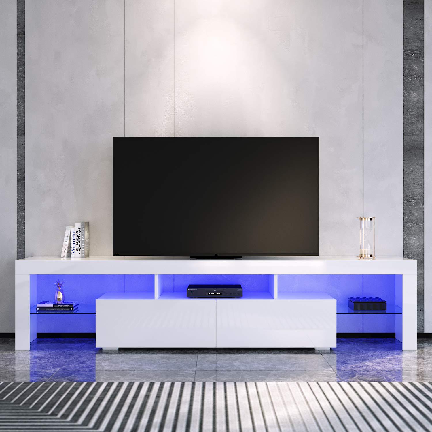 亚马逊板式家具现代简约电视柜客厅轻奢带灯落地柜工厂批发储物柜