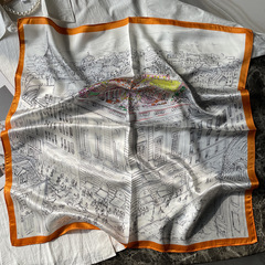 真絲絲巾女秋冬季100%桑蠶絲圍巾時尚70cm方巾百搭氣質圍脖小領巾