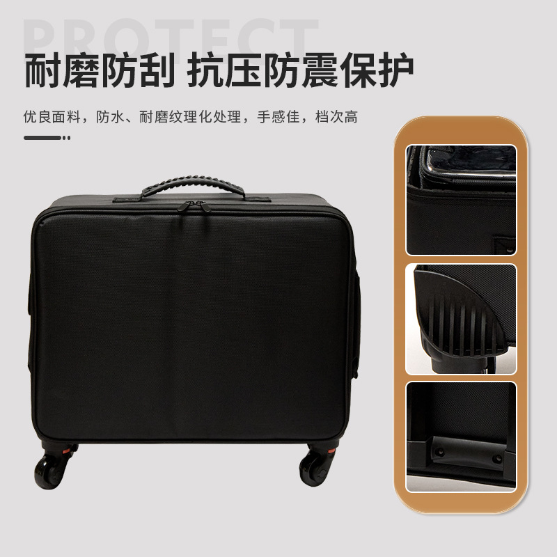 Estuche de maquillaje con barra de tracción para tatuadores, caja de almacenamiento de herramientas para maquilladores profesionales, caja de maquillaje de gran capacidad para uñas de belleza