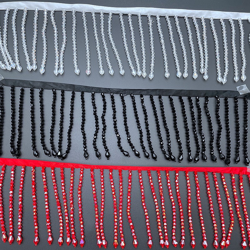 Manufacturer wholesale handmade beading crystal glass ribbon tassel lace barcode wedding dress decoration DIY accessories