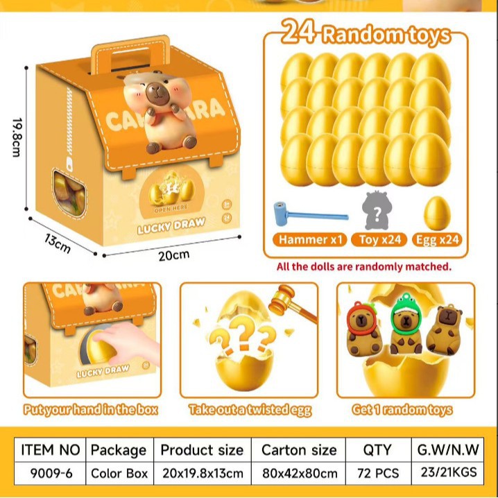 9009-6卡皮巴拉背包金蛋24PCS