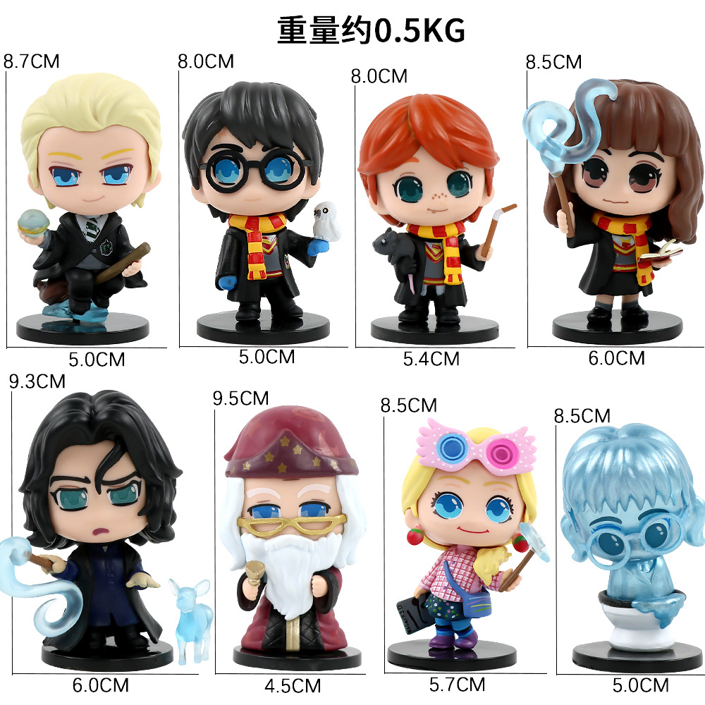Nuevos 6 adornos de mano de Harry Potter Harry Hermione Ron Car Cake Decoration Caja ciega Gacha Doll