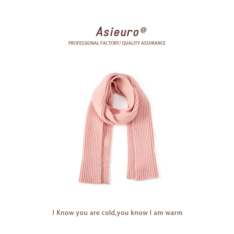 Wool Hat and Scarf Two-piece Set Women's Winter Korean-style Solid Color All-match Fleece-lined Thickened Warm Big Fur Ball Fashionable Knitting