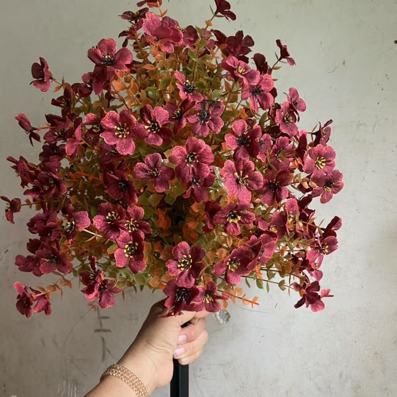 ネットで人気の紫の花の造花、人工ユーカリ、家の装飾や屋外の装飾に、自由に花や草と組み合わせることができます。|undefined