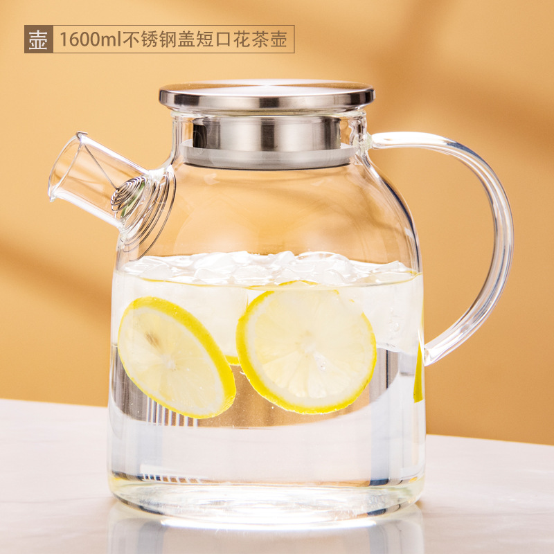 Tetera de vidrio resistente al calor tetera de bambú de gran diámetro olla engrosada tetera de flores y hierba tetera de gran capacidad hervidor de agua fría tetera hirviendo