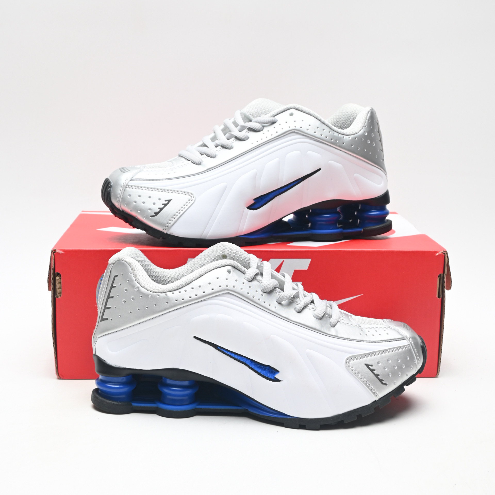 Tenis de Running con Cámara de Aire SHOX R4 Malla y Caucho Transpirable, Antideslizante para Correr y Deportes